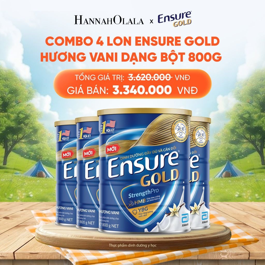  COMBO 4 LON ENSURE GOLD HƯƠNG VANI DẠNG BỘT 800G DEAL 9: 