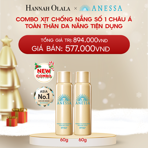  DEAL 9: COMBO XỊT CHỐNG NẮNG DƯỠNG DA ĐA NĂNG TIỆN DỤNG BẢO VỆ HOÀN HẢO ANESSA GOLD SPRAY SPF50+ PA++++ 60GX2 