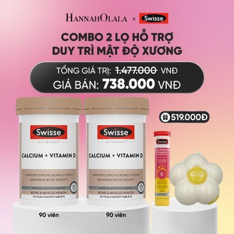 COMBO 2 LỌ HỖ TRỢ DUY TRÌ MẬT ĐỘ XƯƠNG SWISSE ULTIBOOST CALCIUM + VITAMIN D 90 VIÊN/ LỌ_A407 