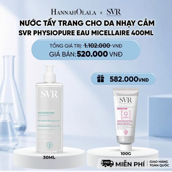  NƯỚC TẨY TRANG CHO DA NHẠY CẢM SVR PHYSIOPURE EAU MICELLAIRE 400ML - DEAL 9 