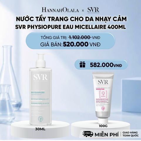  NƯỚC TẨY TRANG CHO DA NHẠY CẢM SVR PHYSIOPURE EAU MICELLAIRE 400ML - DEAL 9 