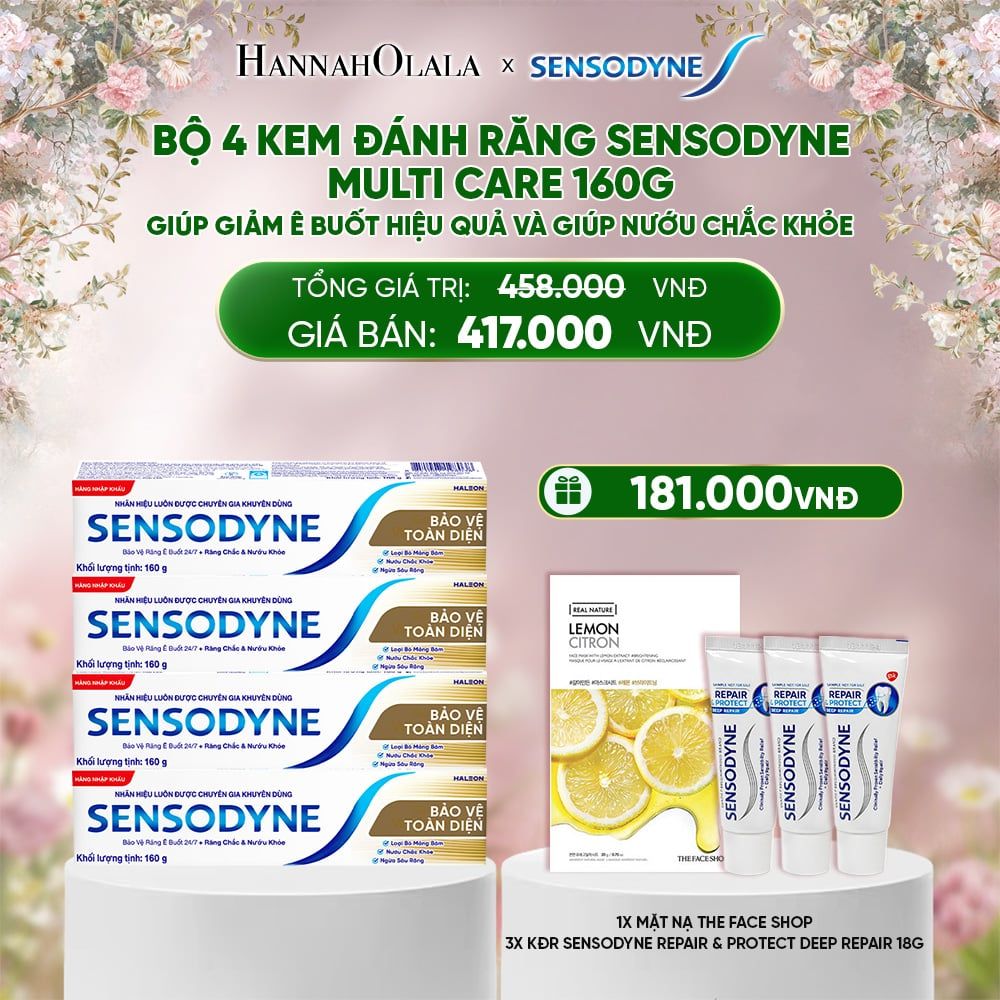  E457_DEAL 9: BỘ 4 KEM ĐÁNH RĂNG SENSODYNE MULTI CARE 160G GIÚP GIẢM Ê BUỐT HIỆU QUẢ VÀ GIÚP NƯỚU CHẮC KHỎE 