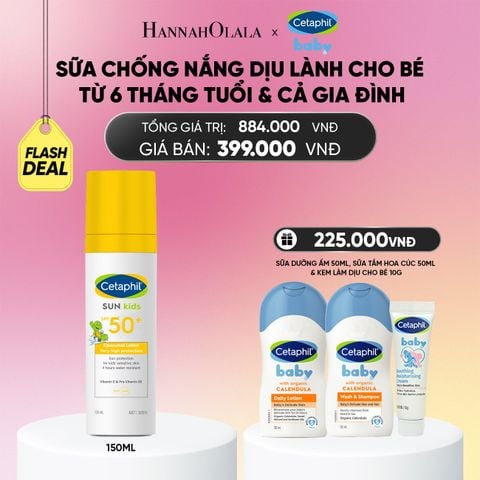  FLASHDEAL 9: SỮA CHỐNG NẮNG DỊU LÀNH CHO LÀN DA NHẠY CẢM CỦA BÉ CETAPHIL BABY SUN KIDS 150ML_A1931 