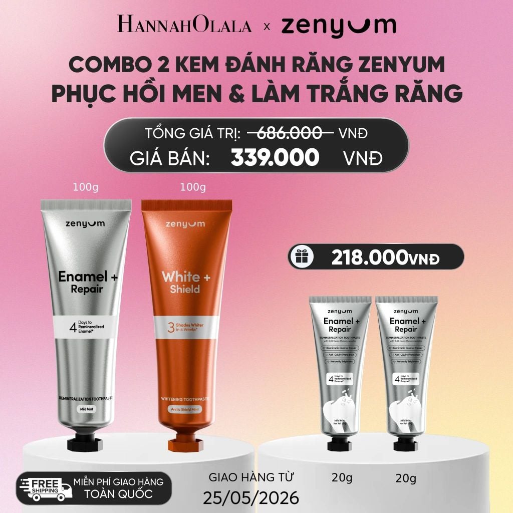  COMBO 2 KEM ĐÁNH RĂNG ZENYUM PHỤC HỒI MEN / GIẢM Ê BUỐT / LÀM TRẮNG 100G_A34 