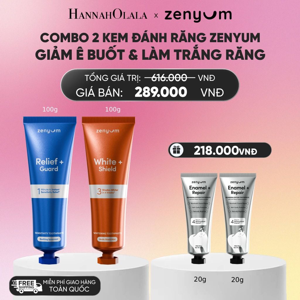  COMBO 2 KEM ĐÁNH RĂNG ZENYUM PHỤC HỒI MEN / GIẢM Ê BUỐT / LÀM TRẮNG 100G_A34 