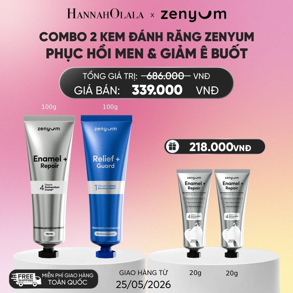  COMBO 2 KEM ĐÁNH RĂNG ZENYUM PHỤC HỒI MEN / GIẢM Ê BUỐT / LÀM TRẮNG 100G_A34 