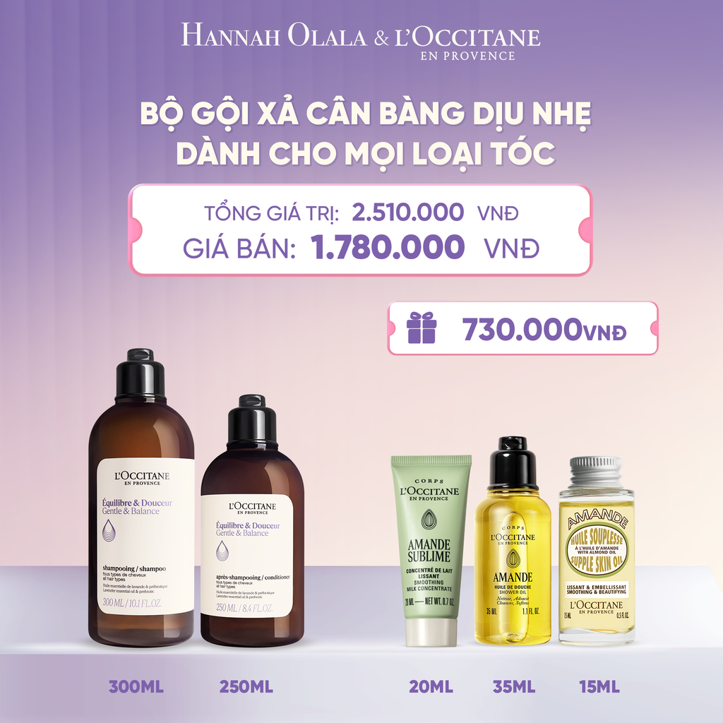  SET GỘI XẢ LOCCITANE CÂN BẰNG DỊU NHẸ CHO MỌI LOẠI DA ĐẦU  - L031 