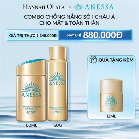  DEAL 4: COMBO SỮA CHỐNG NẮNG KIỀM DẦU & XỊT CHỐNG NẮNG BẢO VỆ CHO MẶT - TOÀN THÂN ANESSA GOLD MILK 60ML + GOLD SPRAY 60G 