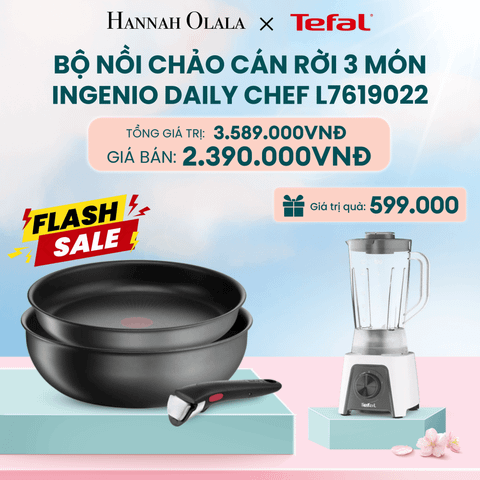  A50_FLASHSALE_BỘ NỒI CHẢO CÁN RỜI 3 MÓN INGENIO DAILY CHEF L7619022 