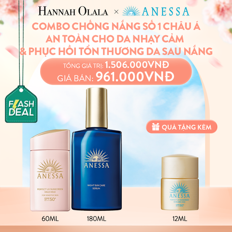  DEAL 7.1: [FLASH DEAL] COMBO SỮA CHỐNG NẮNG & SERUM PHỤC HỒI TỔN THƯƠNG SAU NẮNG AN TOÀN CHO DA NHẠY CẢM ANESSA MILD MILK 60ML + NIGHT SERUM 180ML 