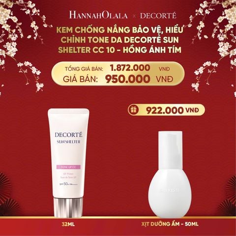  [FLASH DEAL] DEAL 6: KEM CHỐNG NẮNG BẢO VỆ, HIỆU CHỈNH TONE DA DECORTÉ SUN SHELTER CC 10 - HỒNG ÁNH TÍM 