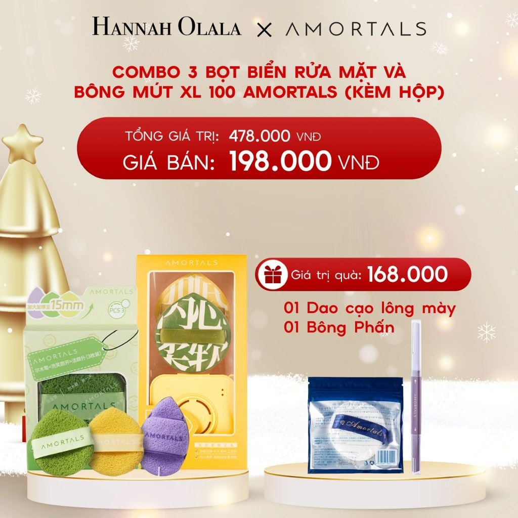  DEAL 1: COMBO 3 BỌT BIỂN RỬA MẶT VÀ BÔNG MÚT XL 100 AMORTALS (KÈM HỘP) 