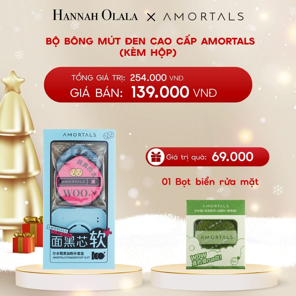  DEAL 2: BỘ BÔNG MÚT ĐEN CAO CẤP AMORTALS (KÈM HỘP) 