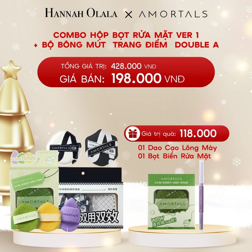  DEAL 5: COMBO HỘP BỌT RỬA MẶT VER 1 + BỘ BÔNG MÚT TRANG ĐIỂM DOUBLE A 