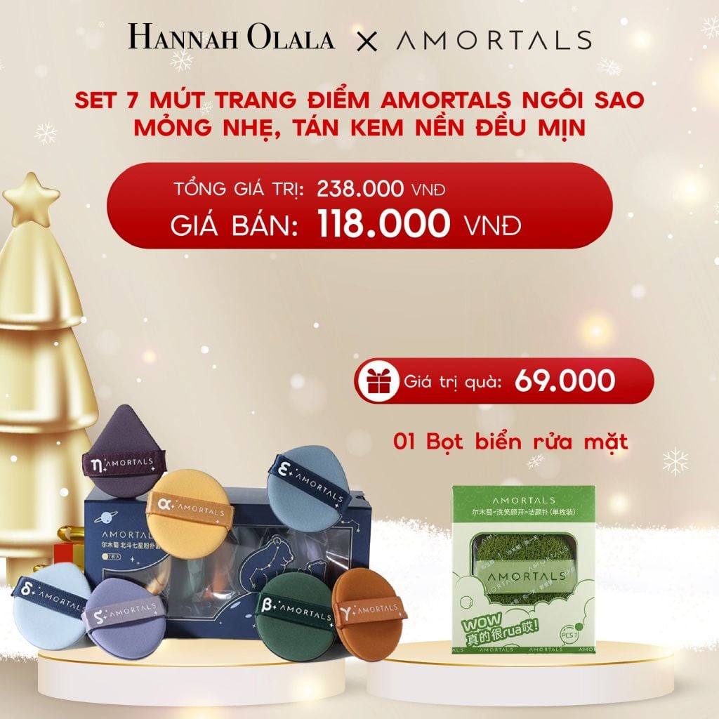  DEAL 6: SET 7 MÚT TRANG ĐIỂM AMORTALS NGÔI SAO – MỎNG NHẸ, TÁN KEM NỀN ĐỀU MỊN 