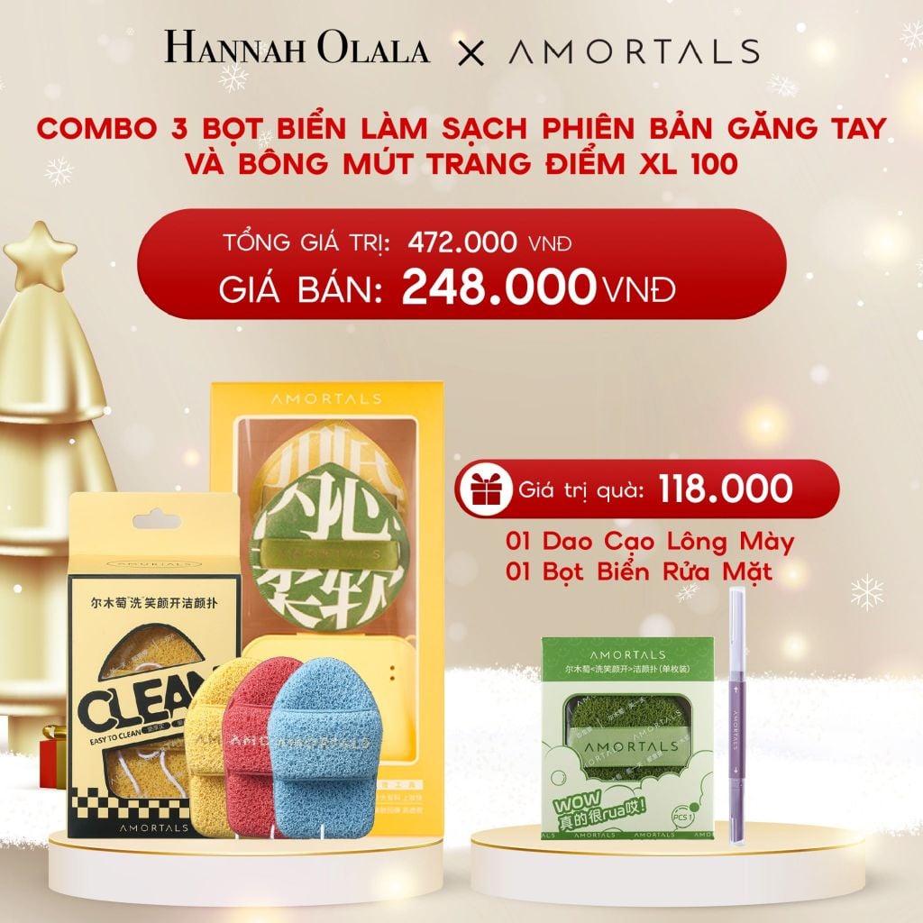  DEAL 7: COMBO 3 BỌT BIỂN LÀM SẠCH PHIÊN BẢN GĂNG TAY VÀ BÔNG MÚT TRANG ĐIỂM XL 100 