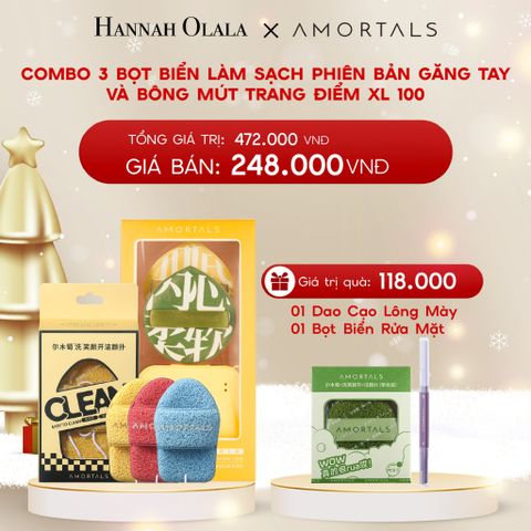  DEAL 7: COMBO 3 BỌT BIỂN LÀM SẠCH PHIÊN BẢN GĂNG TAY VÀ BÔNG MÚT TRANG ĐIỂM XL 100 