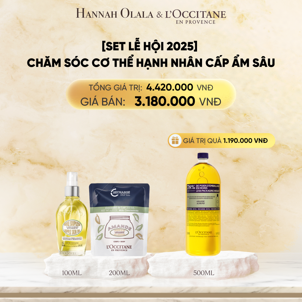  DEAL 9: [SET LỄ HỘI 2025] CHĂM SÓC CƠ THỂ HẠNH NHÂN CẤP ẨM SÂU 