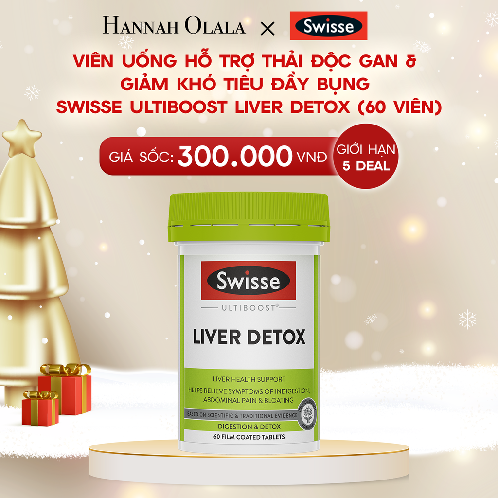  DEAL 3: [DEAL SỐC]VIÊN UỐNG HỖ TRỢ THẢI ĐỘC GAN & GIẢM KHÓ TIÊU ĐẦY BỤNG SWISSE ULTIBOOST LIVER DETOX (60 VIÊN) 