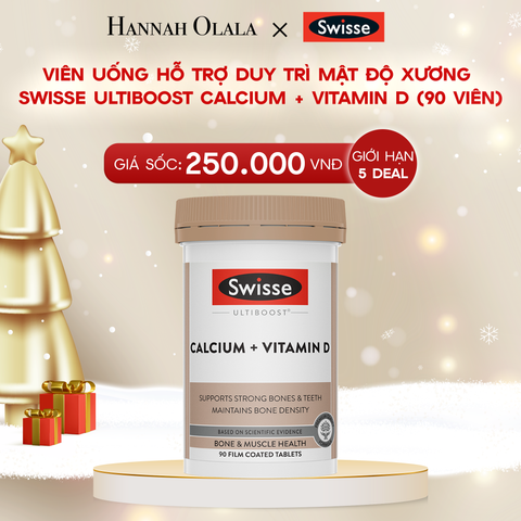  DEAL 4: [DEAL SỐC]VIÊN UỐNG HỖ TRỢ DUY TRÌ MẬT ĐỘ XƯƠNG SWISSE ULTIBOOST CALCIUM + VITAMIN D (90 VIÊN) 