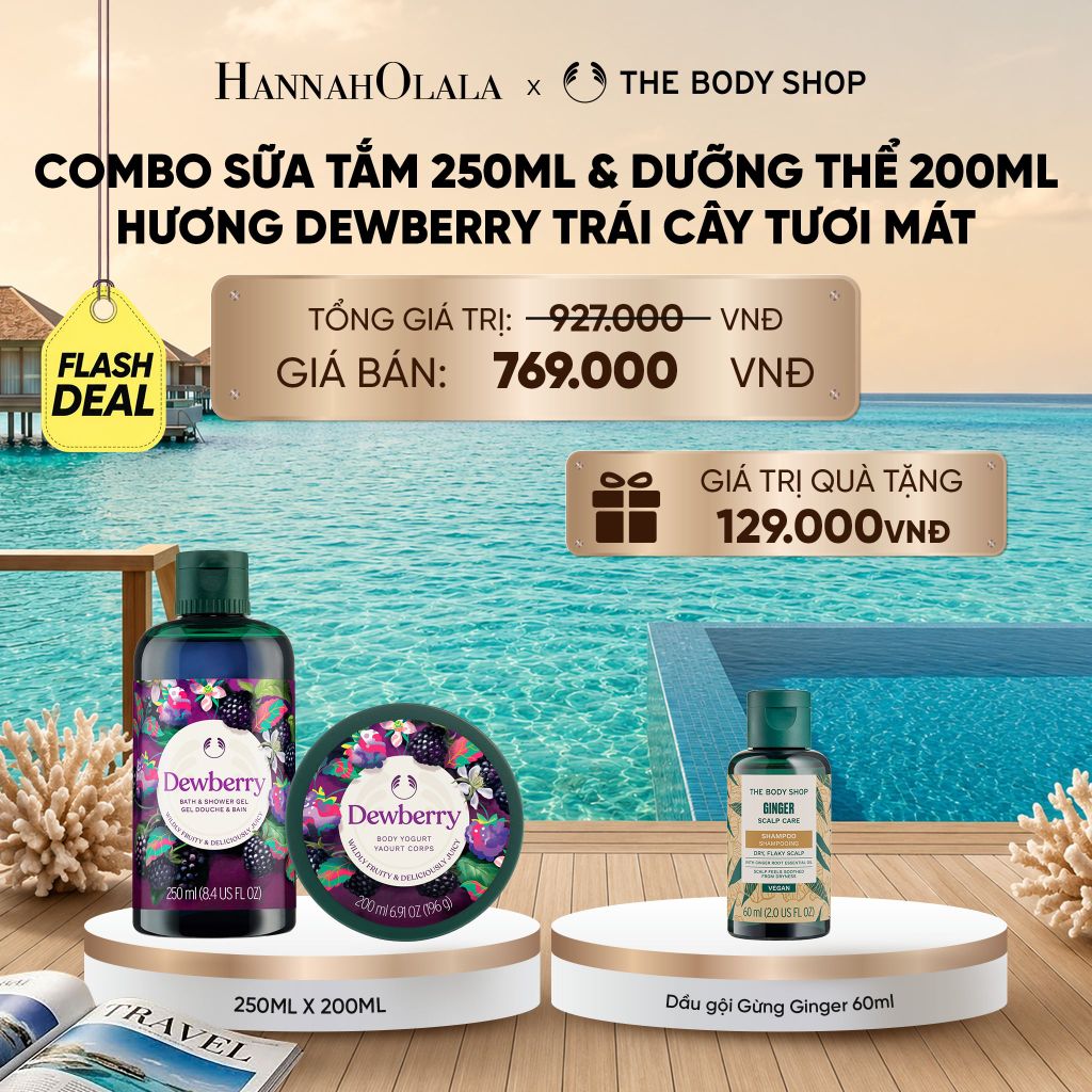  FLASH DEAL: COMBO TẮM DƯỠNG CẤP ẨM 48H DEWBERRY - SỮA TẮM 250ML X SỮA CHUA DƯỠNG THỂ 200ML_ D989 