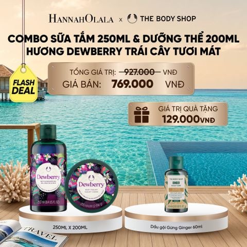  FLASH DEAL: COMBO TẮM DƯỠNG CẤP ẨM 48H DEWBERRY - SỮA TẮM 250ML X SỮA CHUA DƯỠNG THỂ 200ML_ D989 