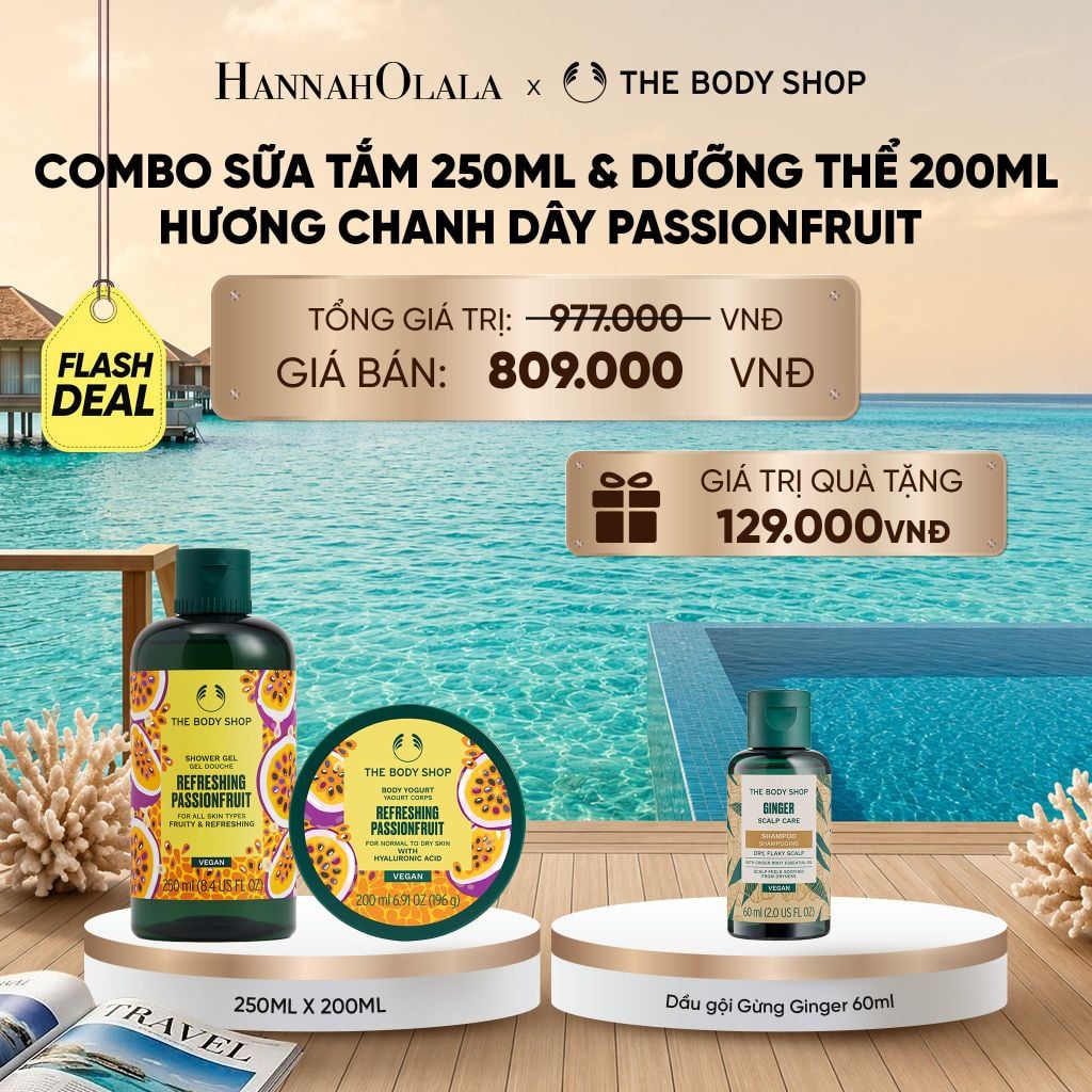  FLASH DEAL: COMBO TẮM DƯỠNG CẤP ẨM 48H PASSIONFRUIT - SỮA TẮM 250ML X SỮA CHUA DƯỠNG THỂ 200ML_ D991 