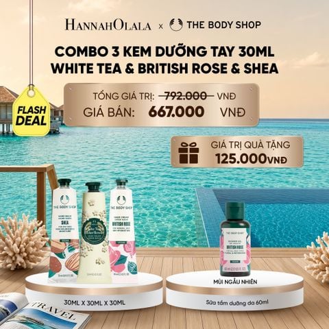  FLASH DEAL: COMBO 3 KEM DƯỠNG TAY MỀM MỊN ẨM MƯỢT 30ML - WHITE TEA & ELDERFLOWER X SHEA X BRITISH ROSE_ D1648 