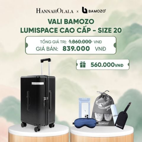  VALI BAMOZO LUMISPACE CAO CẤP (TẶNG TAG VALI DA + TÚI ĐỰNG ĐT CHỐNG NƯỚC + TÚI ĐỰNG GIÀY + HỘP ĐỰNG BÀN CHẢI + BỊT MẮT) - DEAL 1 - A670 