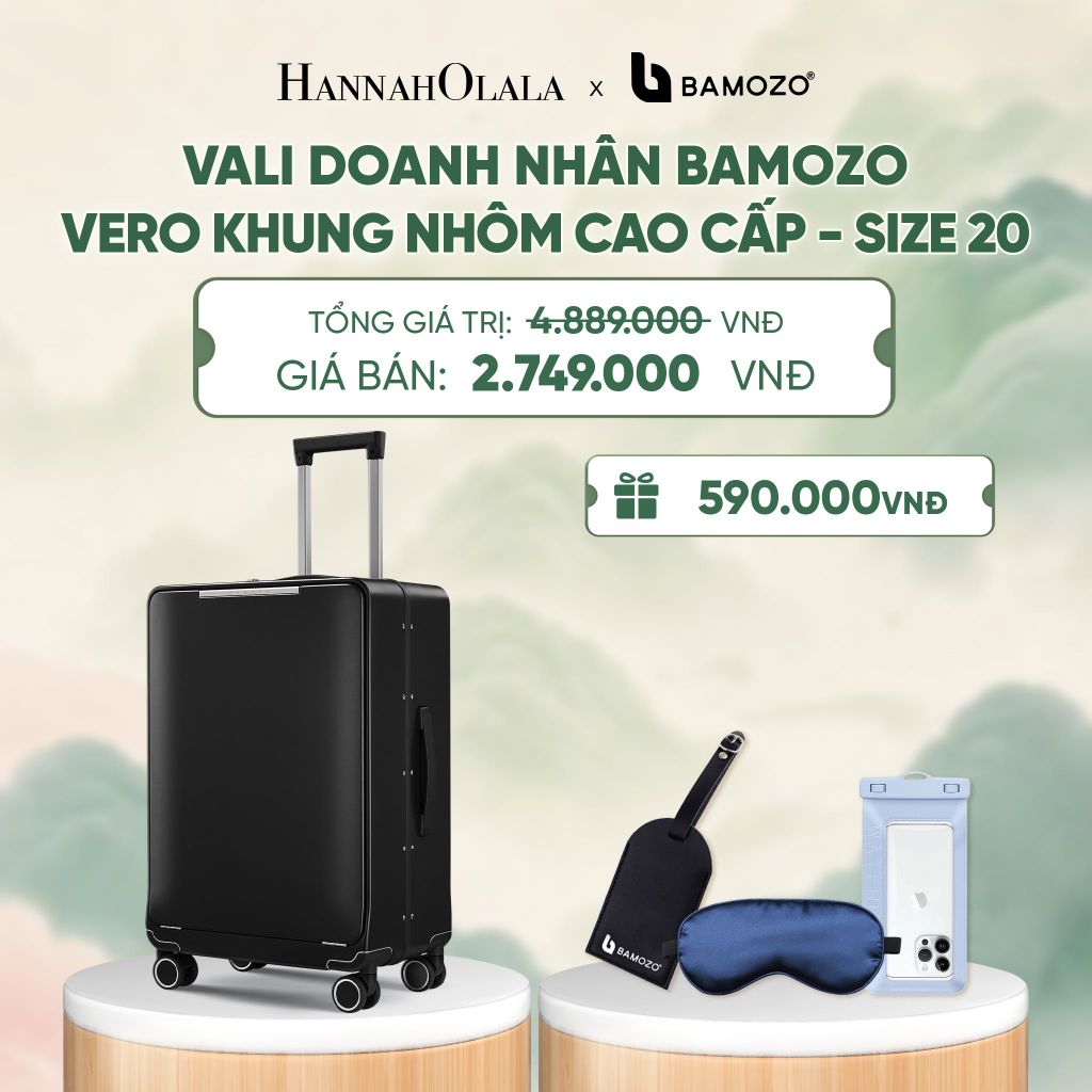  VALI DOANH NHÂN BAMOZO VERO KHUNG NHÔM CAO CẤP (TẶNG TAG HÀNH LÝ DA + TÚI ĐỰNG ĐT CHỐNG NƯỚC + BỊT MẮT LỤA SATIN) - DEAL 5 - A797 