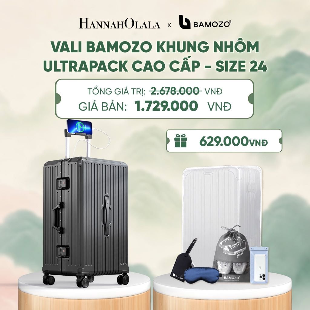  VALI BAMOZO ULTRAPACK LITE CAO CẤP BẢN KHÓA KÉO ( (TẶNG TAG VALI DA + TÚI ĐỰNG ĐT CHỐNG NƯỚC + TÚI ĐỰNG GIÀY + HỘP ĐỰNG BÀN CHẢI) - A702 