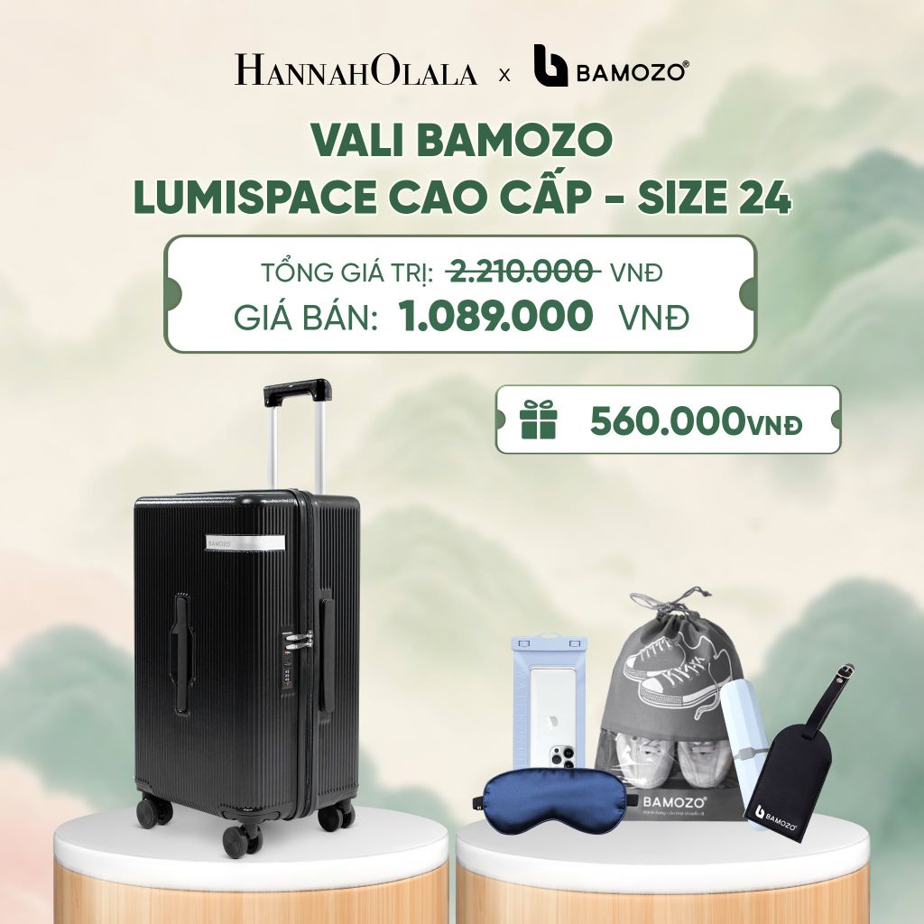  VALI BAMOZO LUMISPACE CAO CẤP (TẶNG TAG VALI DA + TÚI ĐỰNG ĐT CHỐNG NƯỚC + TÚI ĐỰNG GIÀY + HỘP ĐỰNG BÀN CHẢI + BỊT MẮT) - DEAL 1 - A670 