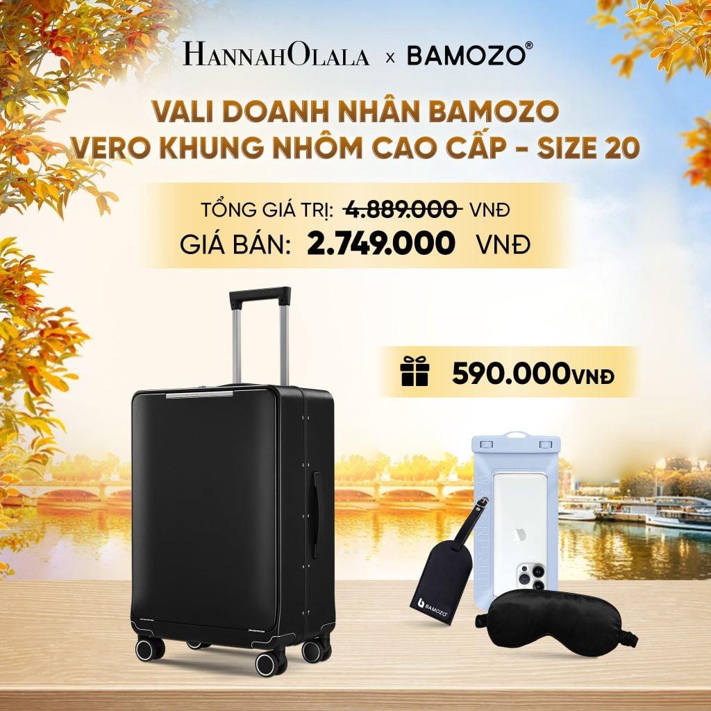  DEAL 5: VALI DOANH NHÂN BAMOZO VERO KHUNG NHÔM CAO CẤP (TẶNG TAG HÀNH LÝ DA + TÚI ĐỰNG ĐT CHỐNG NƯỚC + BỊT MẮT LỤA SATIN) - E1286 