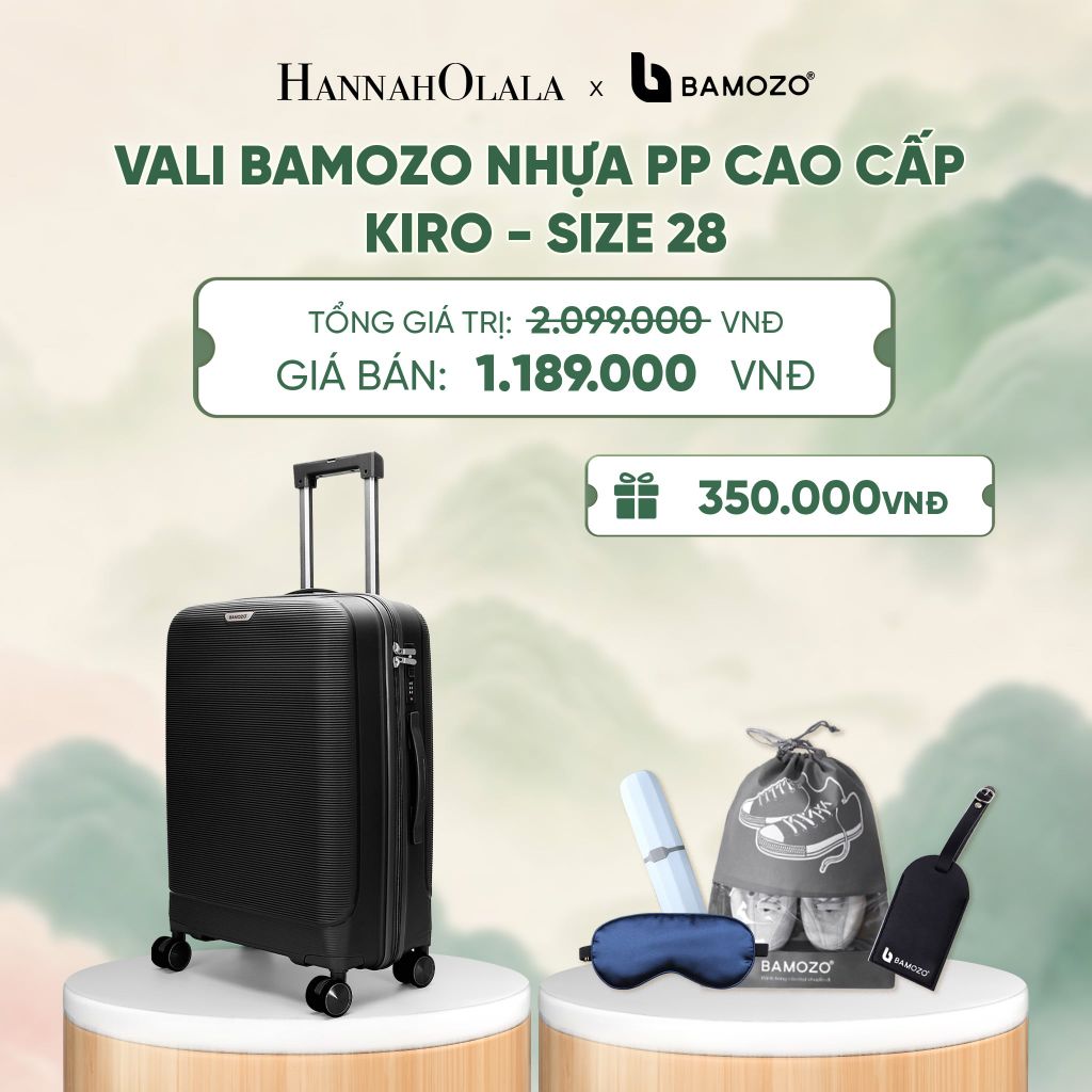  VALI BAMOZO KIRO NHỰA PP CAO CẤP CHỐNG VỠ, CHỐNG RẠCH (TẶNG TAG DA + TÚI ĐỰNG GIÀY + HỘP ĐỰNG BÀN CHẢI + BỊT MẮT LỤA SATIN) - DEAL 7 - A816 