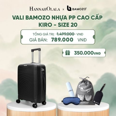  VALI BAMOZO KIRO NHỰA PP CAO CẤP CHỐNG VỠ, CHỐNG RẠCH (TẶNG TAG DA + TÚI ĐỰNG GIÀY + HỘP ĐỰNG BÀN CHẢI + BỊT MẮT LỤA SATIN) - DEAL 7 - A816 
