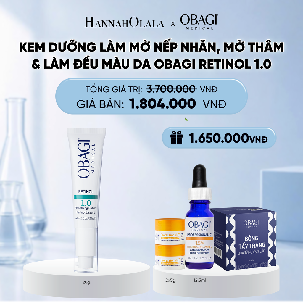  KEM DƯỠNG LÀM MỜ NẾP NHĂN, MỜ THÂM & LÀM ĐỀU MÀU DA OBAGI RETINOL 1.0 28G - DEAL 7 