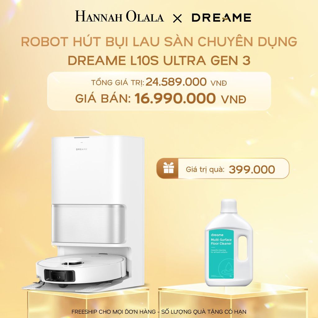  C579_DEAL 17: ROBOT HÚT BỤI LAU SÀN CHUYÊN DỤNG DREAME L10S ULTRA GEN 3 - BẢO HÀNH 24 THÁNG 