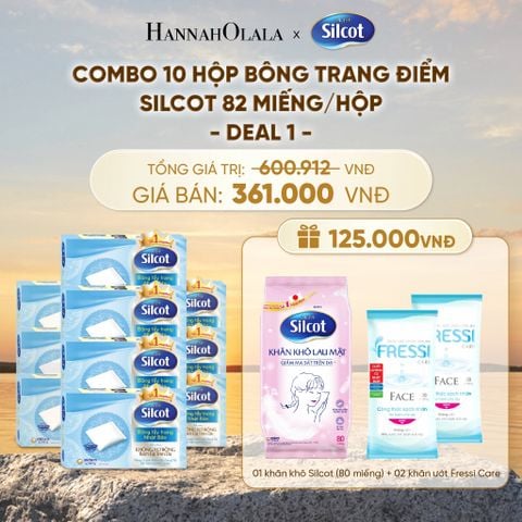  COMBO 10 HỘP BÔNG TRANG ĐIỂM (BÔNG TẨY TRANG) SILCOT 82 MIẾNG/HỘP - DEAL 1 - A1057 