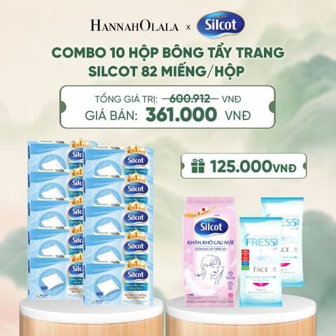  COMBO 10 HỘP BÔNG TRANG ĐIỂM (BÔNG TẨY TRANG) SILCOT 82 MIẾNG/HỘP - DEAL 1 - A1057 