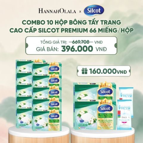  COMBO 10 HỘP BÔNG TRANG ĐIỂM (BÔNG TẨY TRANG) CAO CẤP SILCOT PREMIUM 66 MIẾNG/HỘP - DEAL 2 - A1058 