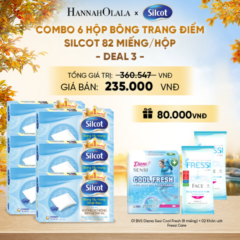  COMBO 6 HỘP BÔNG TRANG ĐIỂM (BÔNG TẨY TRANG) SILCOT 82 MIẾNG/HỘP - DEAL 3 - E1520 