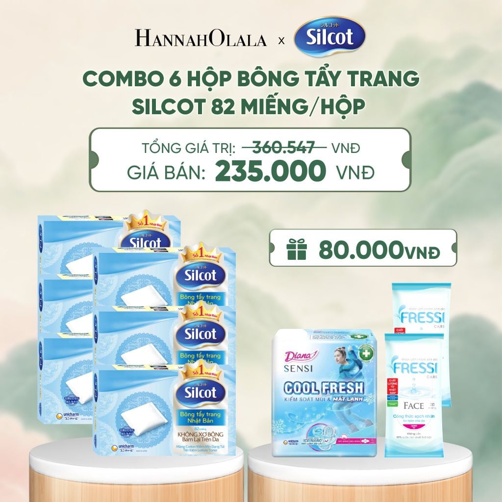  COMBO 6 HỘP BÔNG TRANG ĐIỂM (BÔNG TẨY TRANG) SILCOT 82 MIẾNG/HỘP - DEAL 3 - A1059 