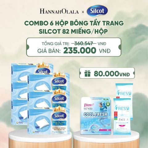  COMBO 6 HỘP BÔNG TRANG ĐIỂM (BÔNG TẨY TRANG) SILCOT 82 MIẾNG/HỘP - DEAL 3 - A1059 