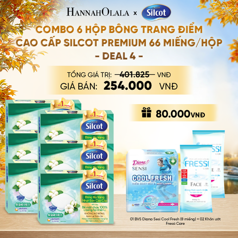  COMBO 6 HỘP BÔNG TRANG ĐIỂM (BÔNG TẨY TRANG) CAO CẤP SILCOT PREMIUM 66 MIẾNG/HỘP - DEAL 4 - E1521 
