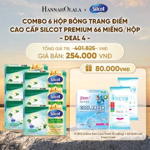  COMBO 6 HỘP BÔNG TRANG ĐIỂM (BÔNG TẨY TRANG) CAO CẤP SILCOT PREMIUM 66 MIẾNG/HỘP - DEAL 4 - A1060 