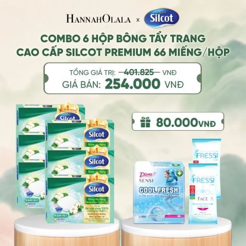  COMBO 6 HỘP BÔNG TRANG ĐIỂM (BÔNG TẨY TRANG) CAO CẤP SILCOT PREMIUM 66 MIẾNG/HỘP - DEAL 4 - A1060 