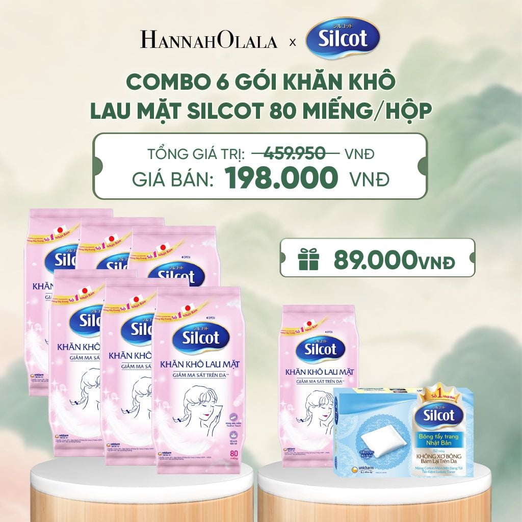  COMBO 6 GÓI KHĂN KHÔ LAU MẶT SILCOT 80 MIẾNG/HỘP - DEAL 6 - A1061 