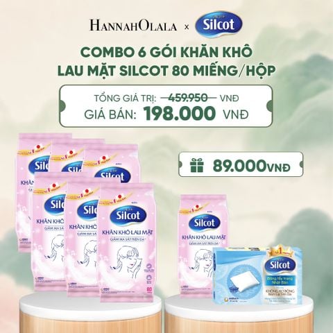  COMBO 6 GÓI KHĂN KHÔ LAU MẶT SILCOT 80 MIẾNG/HỘP - DEAL 6 - A1061 