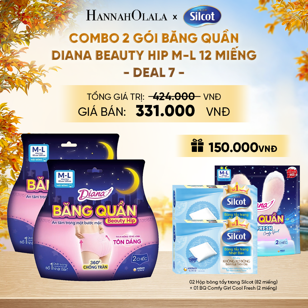  COMBO 2 GÓI BĂNG QUẦN DIANA BEAUTY HIP M-L 12 MIẾNG - DEAL 7 - E1516 