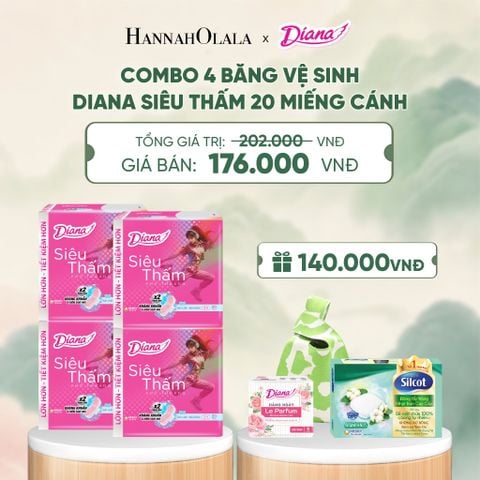  COMBO 4 BĂNG VỆ SINH DIANA SIÊU THẤM 20 MIẾNG CÁNH - DEAL 8 - A852 